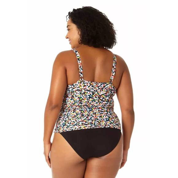 NEW ANNE COLE twist front underwire tankini swim top in confetti - Picture 3 of 3